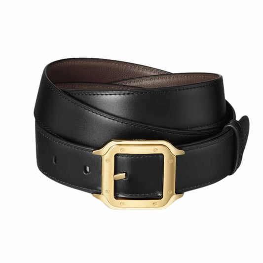 Gold Buckle Santos Black/Brown Reversible Belt