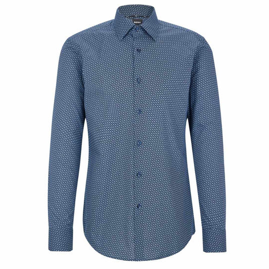 Monogram Print Open Blue Shirt