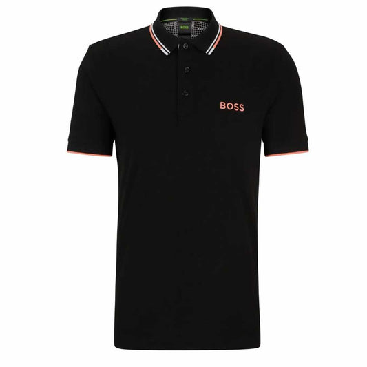 Paddy Pro Orange Embroidery Black Polo-Shirt