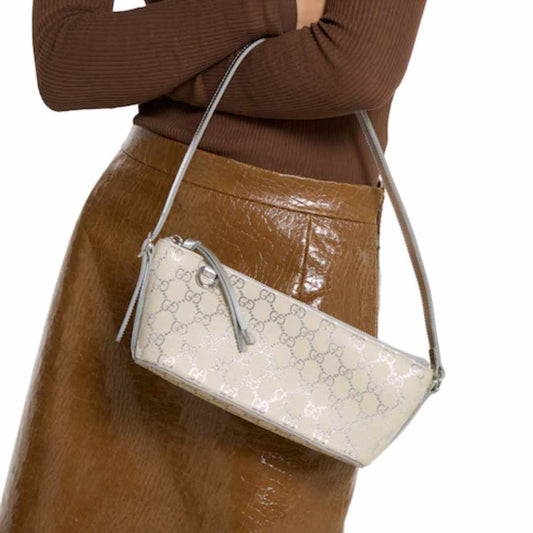 GG Emblem Beige Small Shoulder Bag