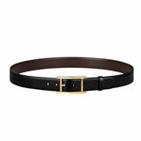 Gold Buckle Tank Grained Black/Brown 3cm Reversible Belt