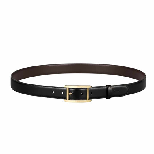 Gold Buckle Tank Grained Black/Brown 3cm Reversible Belt