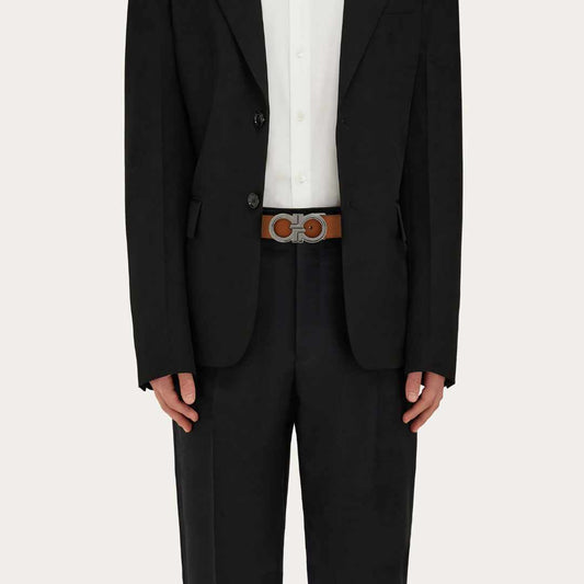 Gancini Orange/Black Reversible Belt