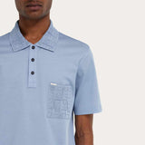 Jacquard Pocket Detail Blue Polo-Shirt
