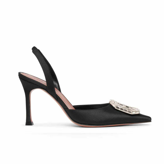 Camelia Black Velvet 90mm Slingback Pumps