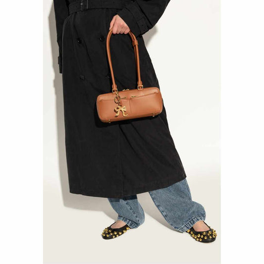 Baguette Charm Tan Shoulder Bag