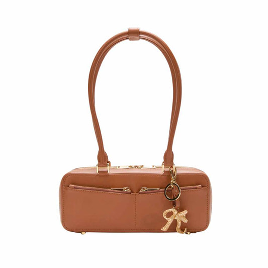 Baguette Charm Tan Shoulder Bag
