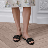 Cannage Quilted Black Slides