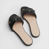 Cannage Quilted Black Slides