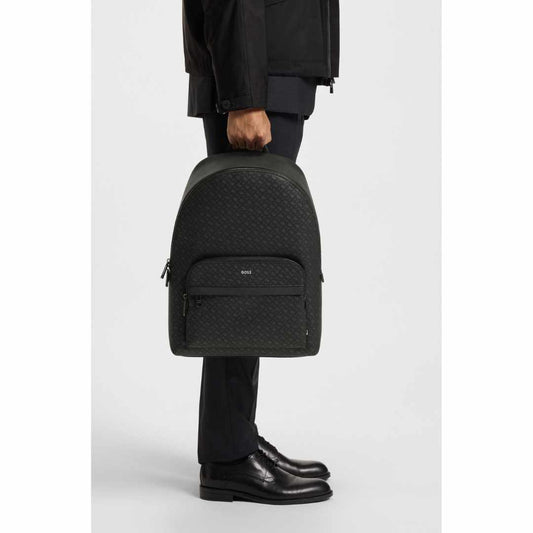 Monogram Foil Embossed Black Backpack