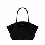 Hana Medium Faux Suede Black Tote Bag