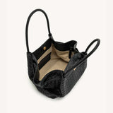 Hana Medium Weave Texture Black Tote Bag