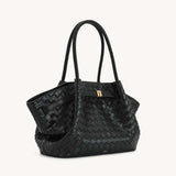 Hana Medium Weave Texture Black Tote Bag