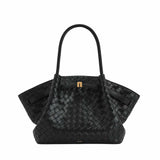 Hana Medium Weave Texture Black Tote Bag