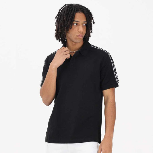 Logo Shoulder Black Polo-Shirt