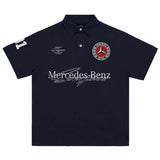 x SF Logo Print Navy Polo-Shirt
