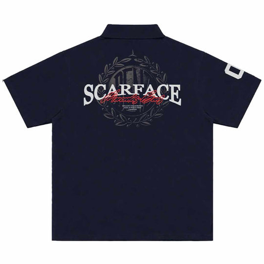 x SF Logo Print Navy Polo-Shirt