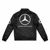 x SF Logo Print Leather Black Jacket