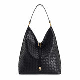 Aria Woven Texture Black Shoulder Bag