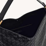 Aria Woven Texture Black Shoulder Bag