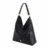 Aria Woven Texture Black Shoulder Bag
