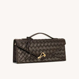 Celeste Woven Textured Dark Brown Handle Bag