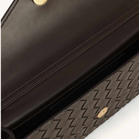 Celeste Woven Textured Dark Brown Handle Bag
