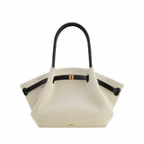 Hana Medium Leather Black Canvas Tote Bag