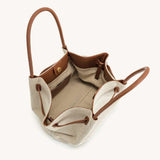 Medium Leather Brown Canvas Tote Bag