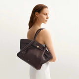 Hana Medium Leather Brown Tote Bag