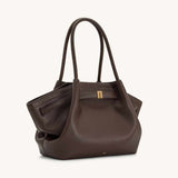 Hana Medium Leather Brown Tote Bag
