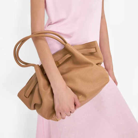 Hana Medium Leather Latte Brown Tote Bag