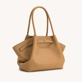 Hana Medium Leather Latte Brown Tote Bag