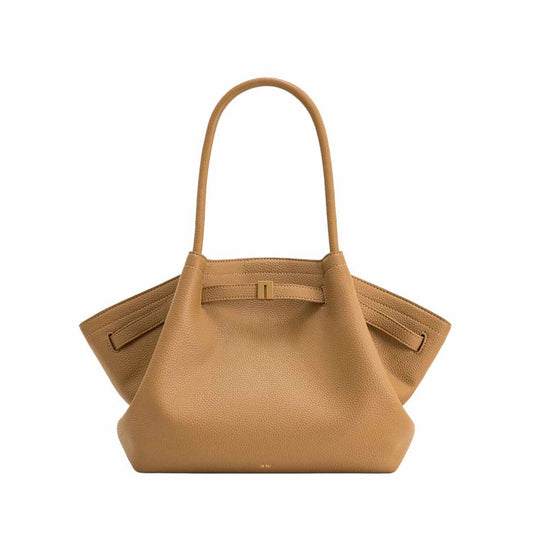 Hana Medium Leather Latte Brown Tote Bag
