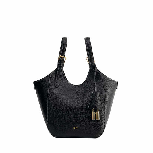 Ines Padlock Black Tote Bag