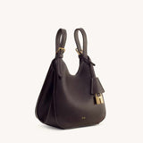 Ines Padlock Dark Brown Tote Bag