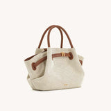 Hana Mini Leather Brown Canvas Tote Bag