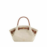 Hana Mini Leather Brown Canvas Tote Bag