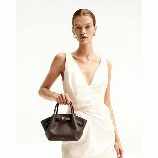 Hana Mini Leather Brown Tote Bag