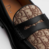 Brown Jacquard Granville Black Loafers
