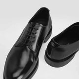 Brushed Leather Black Derby Shoes