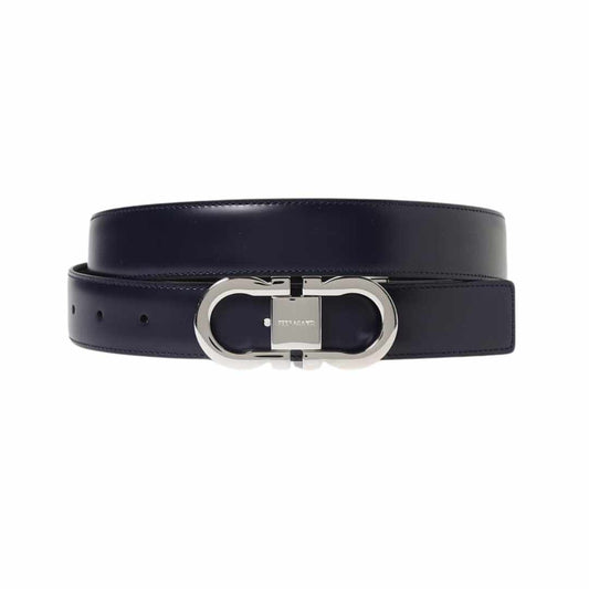 Silver Gancini Midnight Blue Reversible Belt