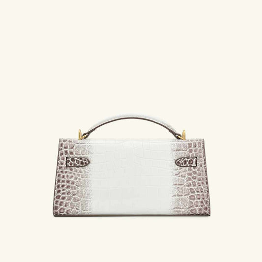 Noor Top White Croc Handle Bag