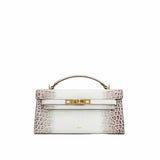 Noor Top White Croc Handle Bag