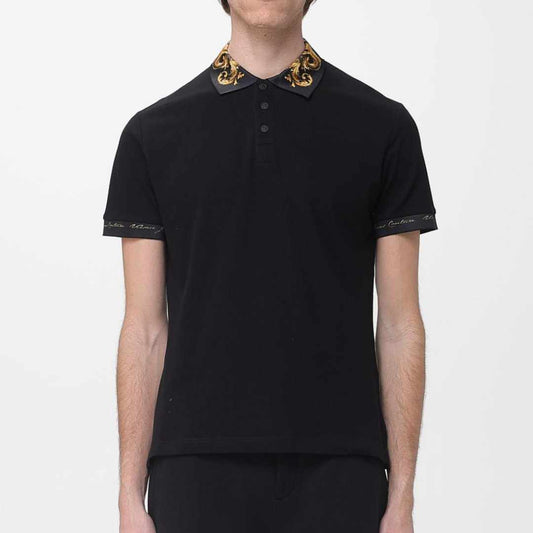 Baroque Collar Black Polo-Shirt