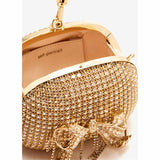 Crystal Top Handle Gold Clutch Bag