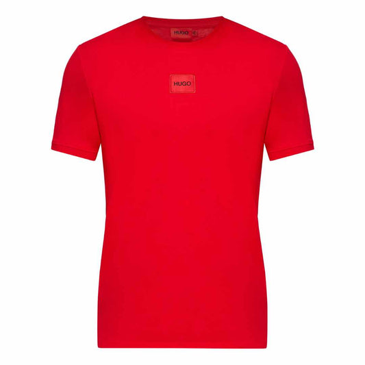 Squared Logo Embroidered Red T-Shirt