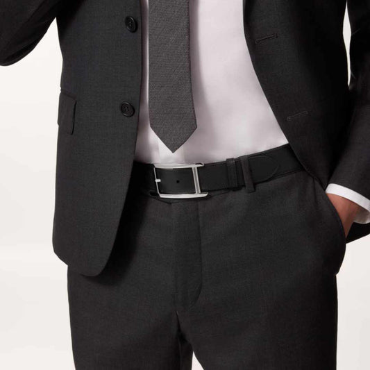 Silver Buckle Tank Black Reversible Belt