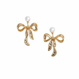 Mottled Gold Bow Earrings