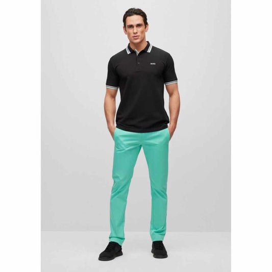 Light Blue Collar Black Polo-Shirt